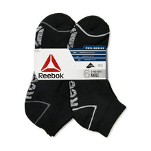 Load image into Gallery viewer, Reebok Men's Pro-Series Ankle Socks - BLACK, 6-Pack
