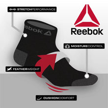 Load image into Gallery viewer, Reebok Men's Pro-Series Ankle Socks - BLACK, 6-Pack