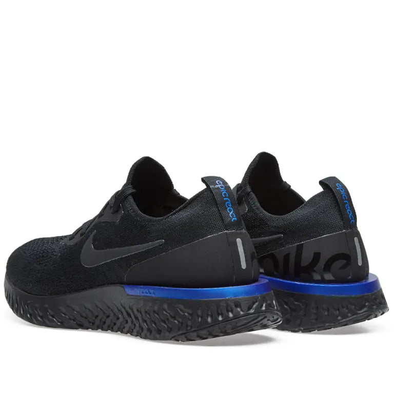 Epic react shop flyknit black blue