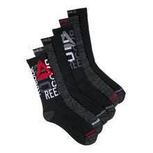 Load image into Gallery viewer, Reebok Men&#39;s Pro-Series Crew Socks - BLACK/RED, 6-Pack
